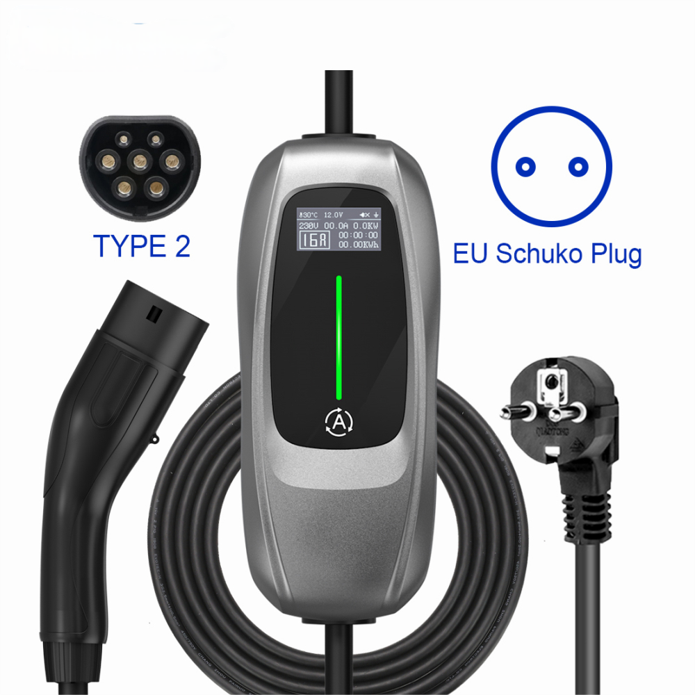 16A 3.6KW Portable EV Charger Type 2 Home Charging Station