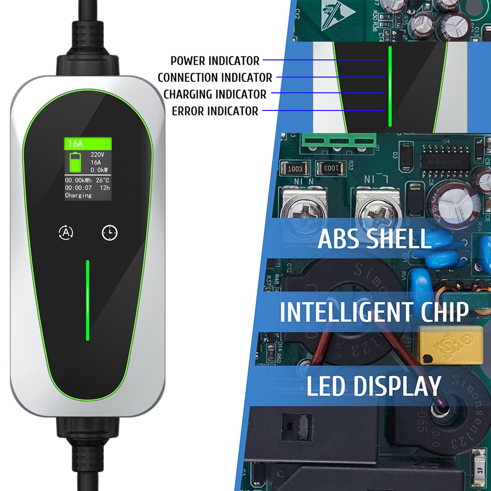 16A 3.6KW Mode 2 Home Charger Type2 EV Portable Vehicle Charger