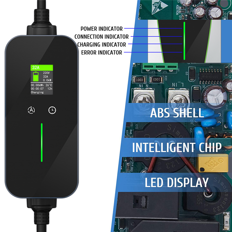 32A 7KW EV Charger Type 2 CEE 3 Pin Plug Portable Charger