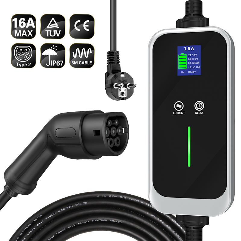 Mode 2 Portable EV Charger Type 2 16A 3.6KW Mobile Home Charging