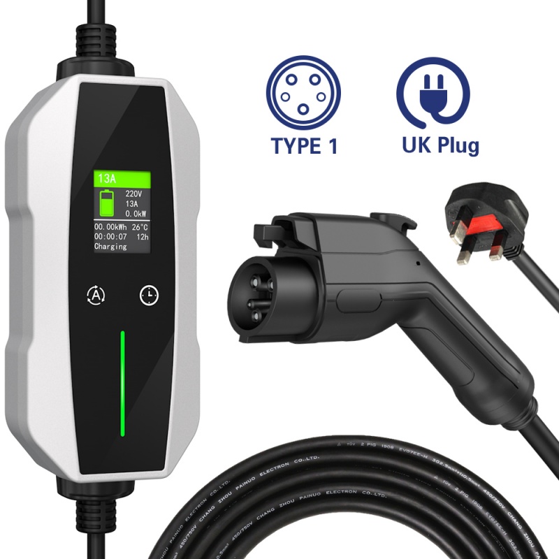 13A Type 1 Portable Electric Vehicle Charger Adjustable Electric Car Charger Portable EV Charger